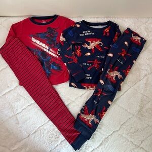 Carters Boys Ninja Pajama Set Size 7 Red 2PC Sleepwear Kids PJs Cotton